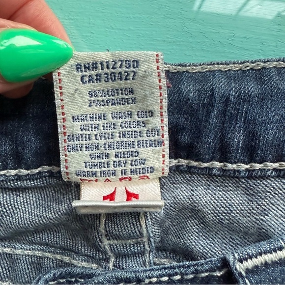 True Religion Dark Blue Straight Leg Jeans Size 27 Low Rise Casual Streetwear - Picture 10 of 14